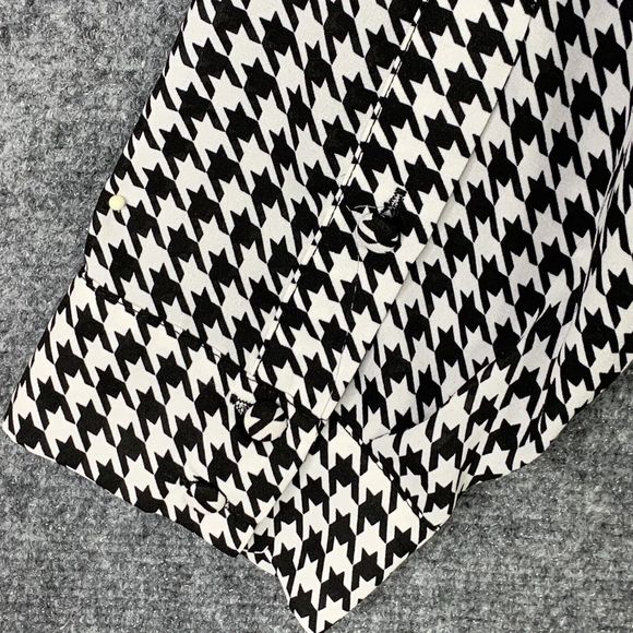 Torrid 1 Button Front Blouse Women 1X Silky Houndstooth B&w Pattern Long Sleeve - Picture 8 of 11